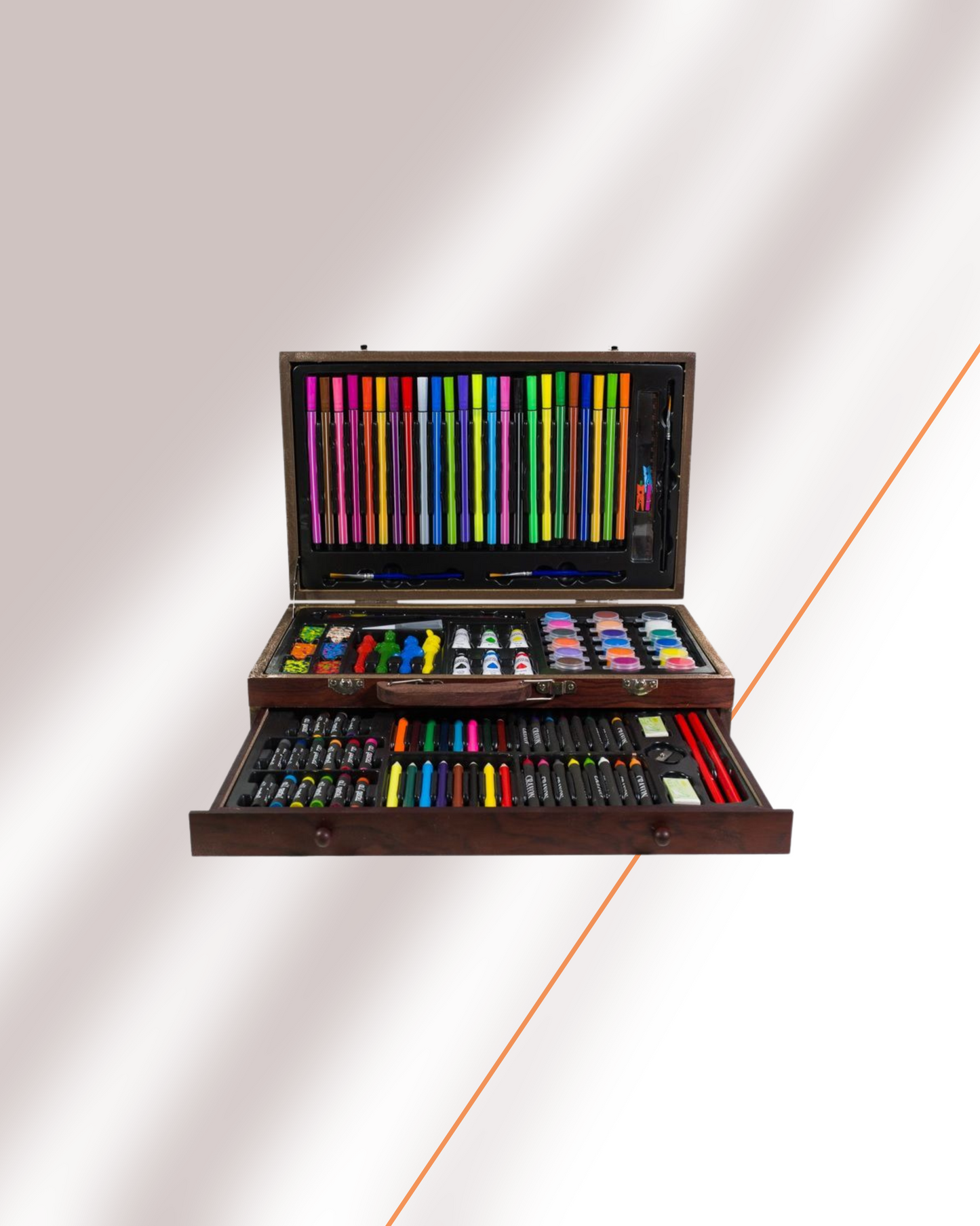 Artnico artistic set 130 pcs, wooden suitcase