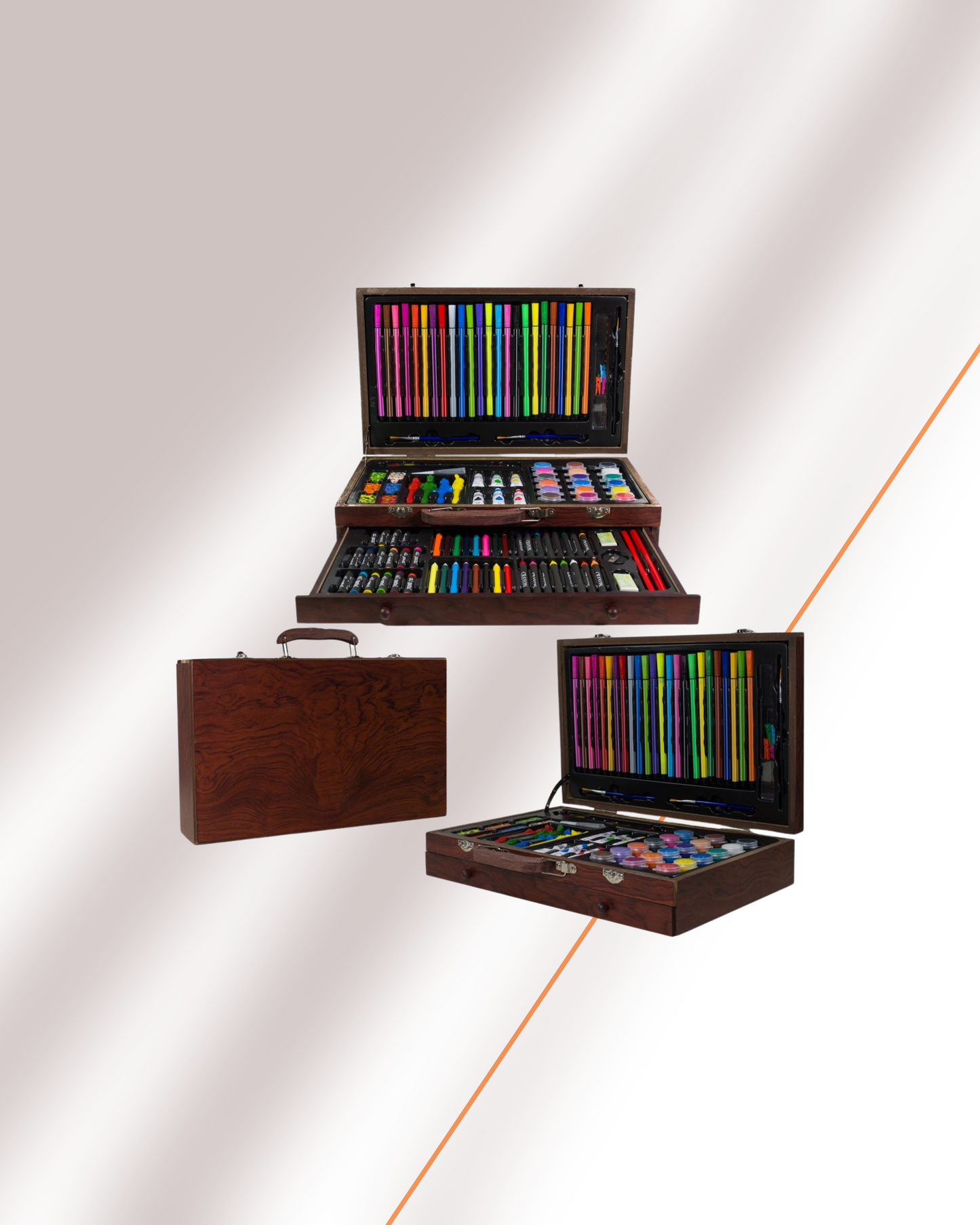Artnico artistic set 130 pcs, wooden suitcase